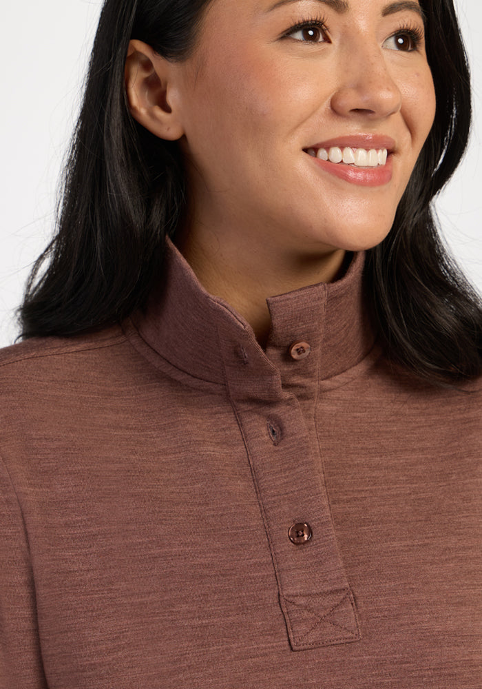 Annie 3 Button Pullover - Sable Heather