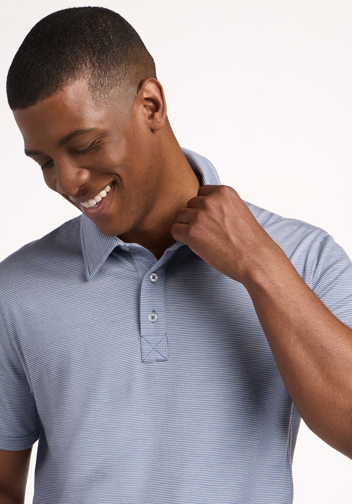 Preston Polo - Blue Sand Mini Stripe