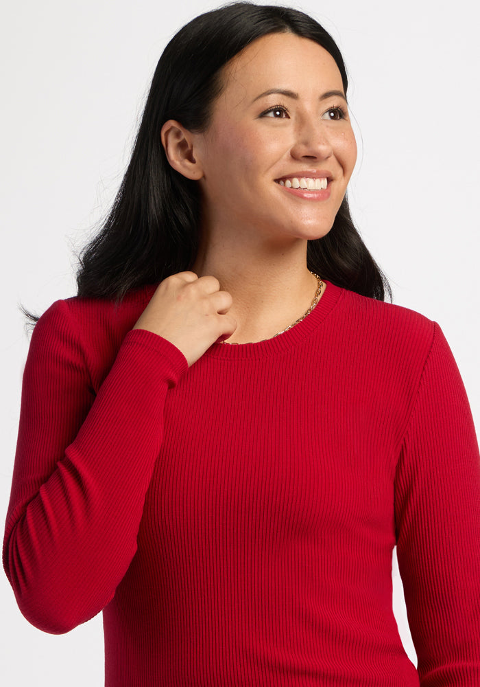Hadley Ribbed Crew - Maraschino Cherry