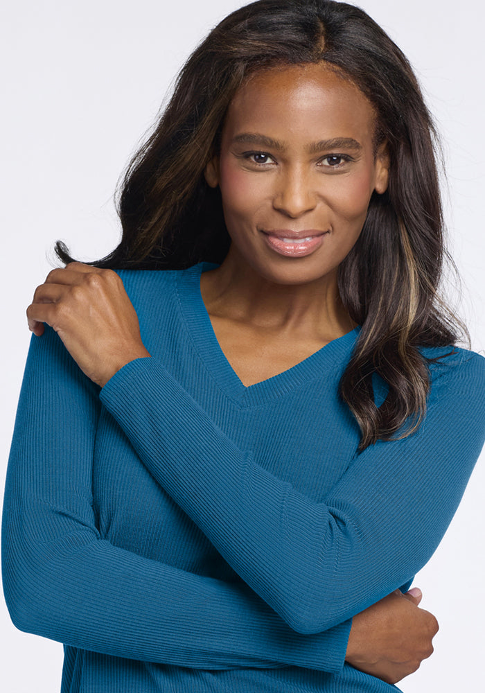 Evie Ribbed Tunic - Blue Pine