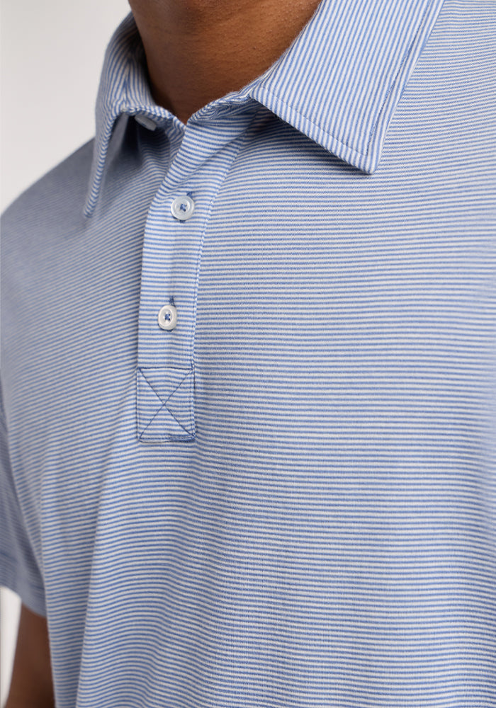 Preston Polo - Blue Sand Mini Stripe