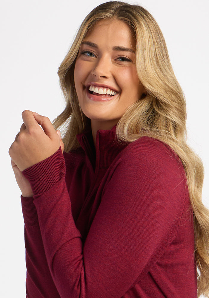 Collins 1/4 Zip Sweater - Beet Red
