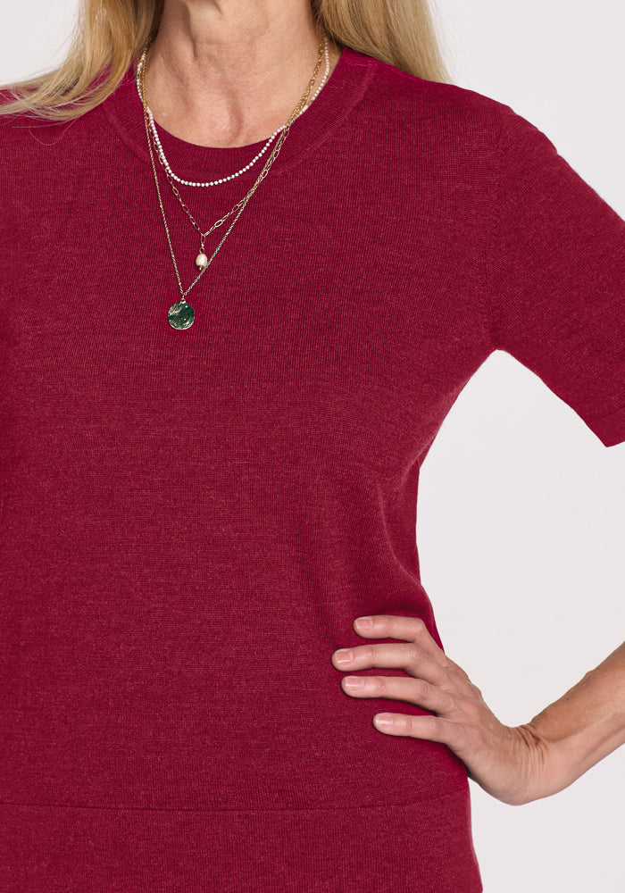 Anna Crew Sweater - Beet Red