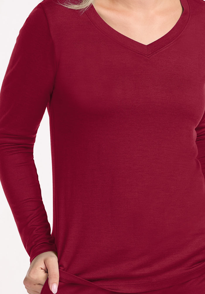 Lily V Neck Lounge Top - Beet Red