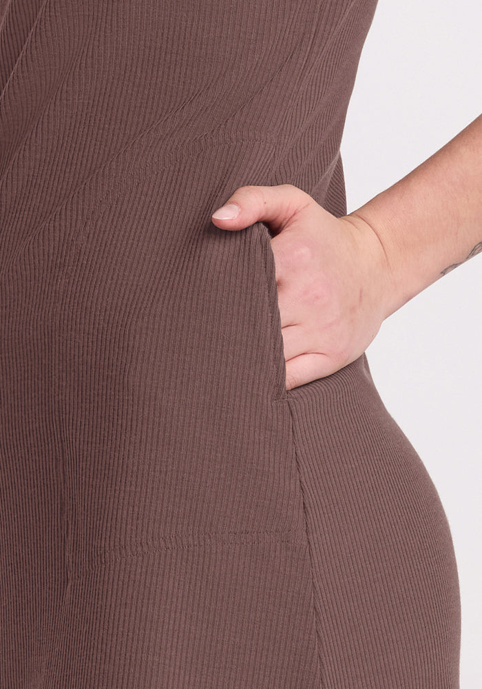 Harlowe Ribbed Dress - Peppercorn