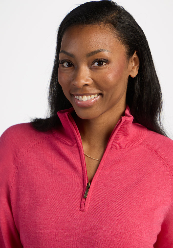 Collins 1/4 Zip Sweater - Vivid Rose
