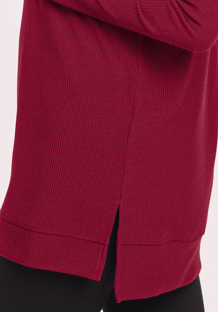 Evie Ribbed Tunic - Beet Red