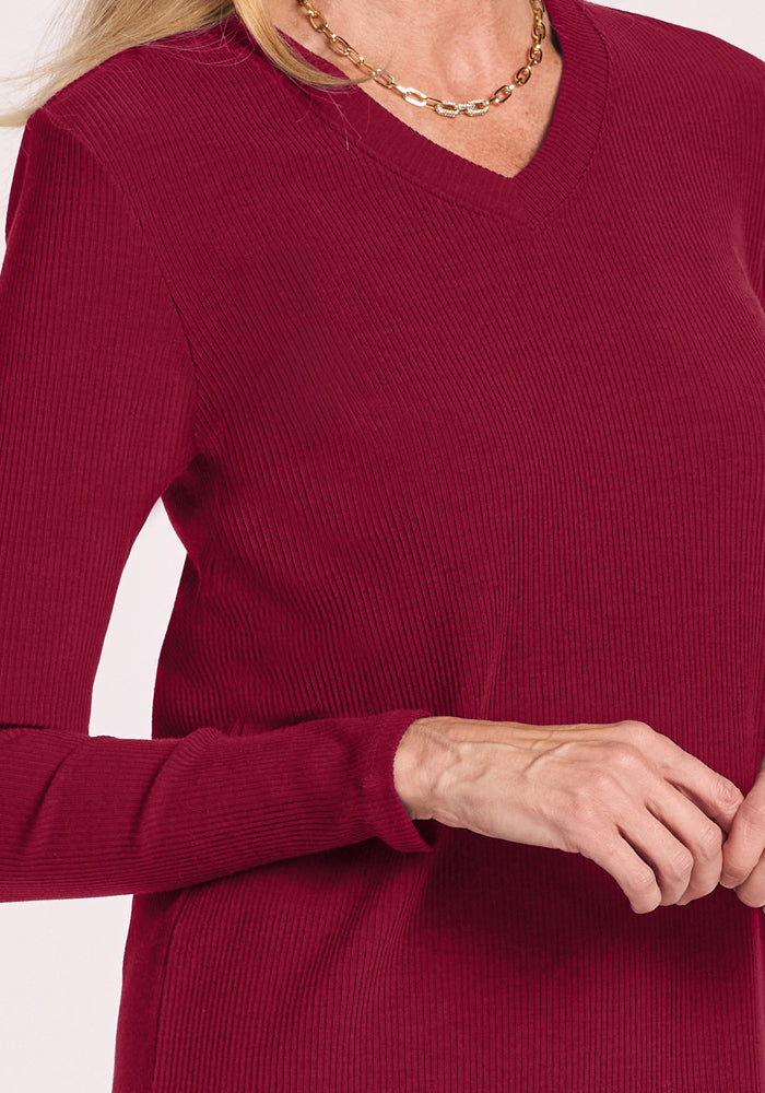 Evie Ribbed Tunic - Beet Red