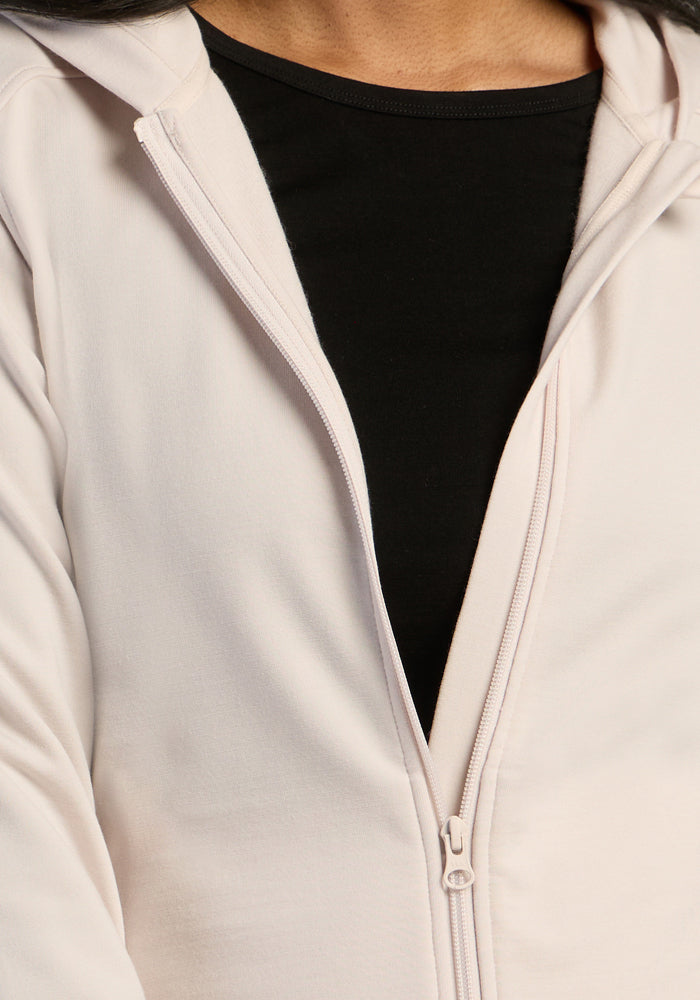 Darby Zip Up Hoodie - Ecru