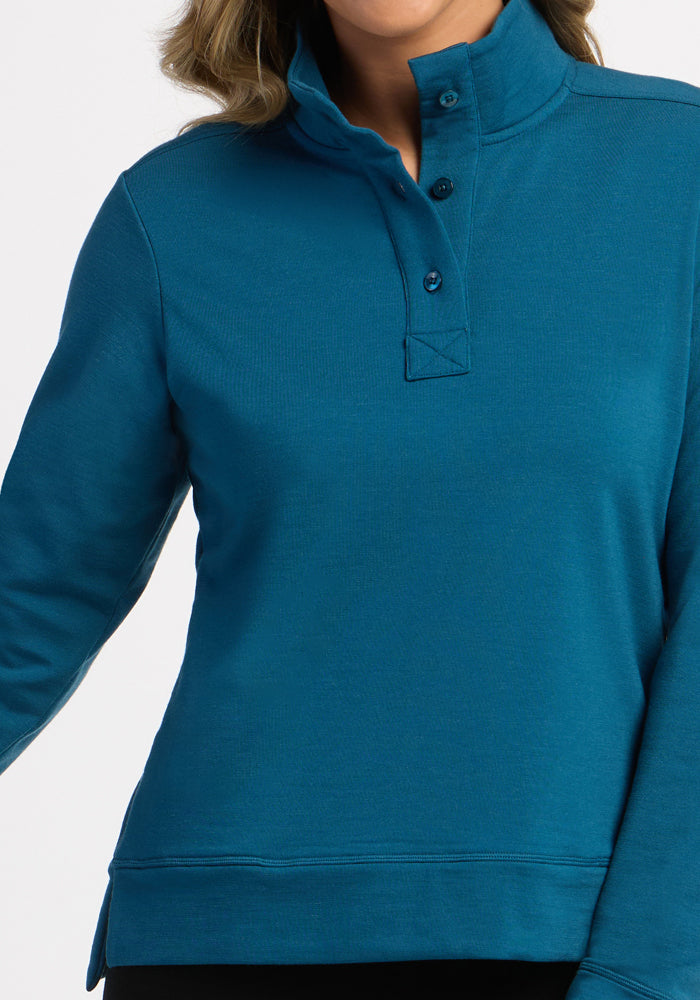 Annie 3 Button Pullover - Blue Pine