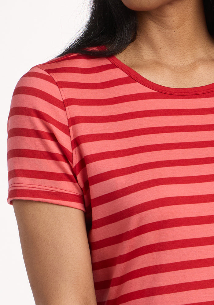 Liza Crew Neck Tee - Wildberry Stripe