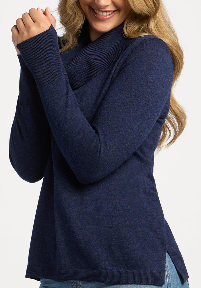 Josie Cowl Neck Sweater - Ocean Cavern
