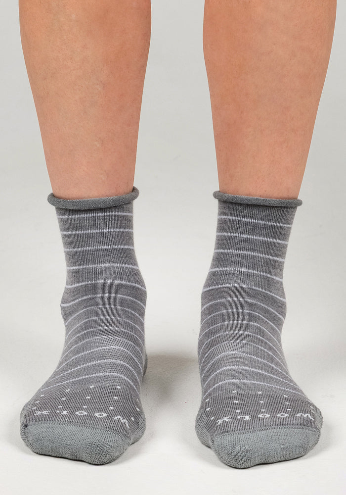 Womens Derby Roll Top Sock - Grey