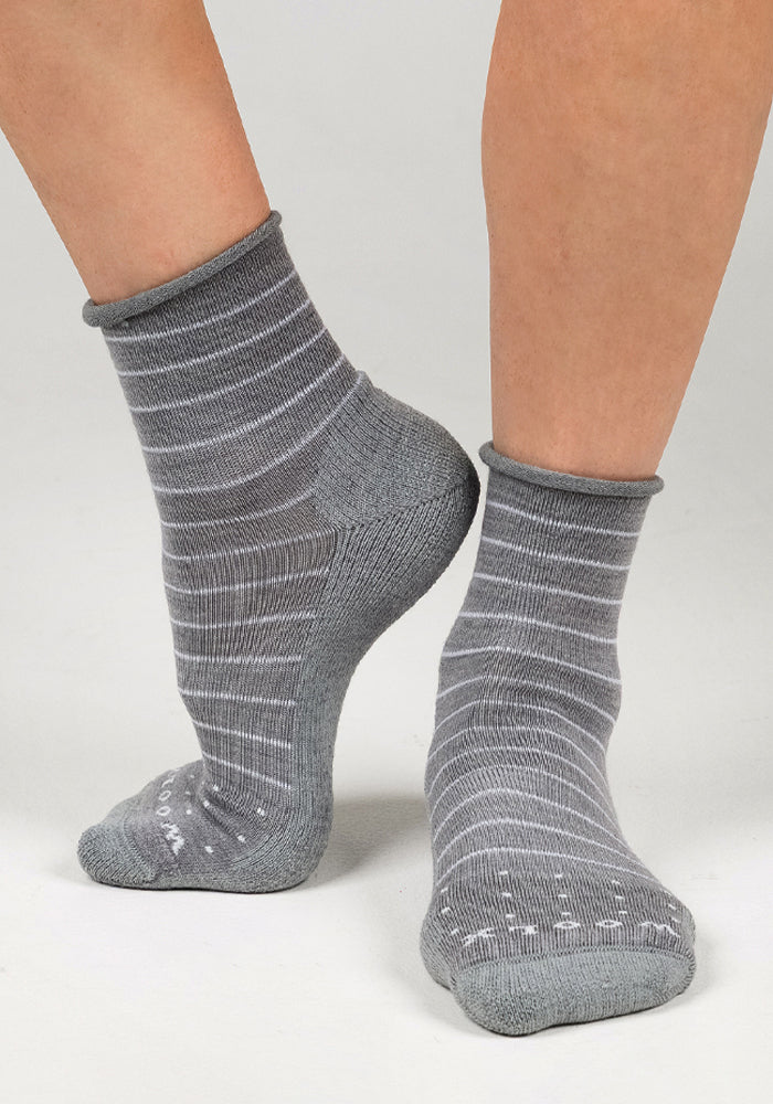 Womens Derby Roll Top Sock - Grey