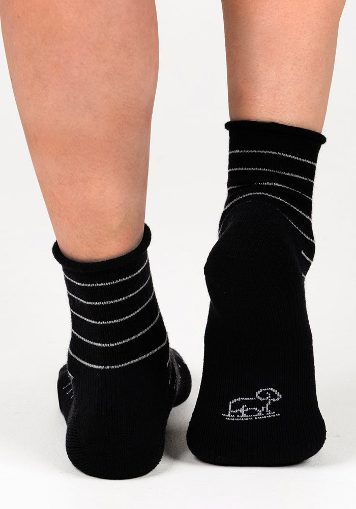 Womens Derby Roll Top Sock - Black