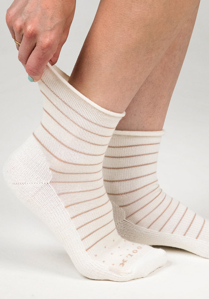 Womens Derby Roll Top Sock - Sand Dollar