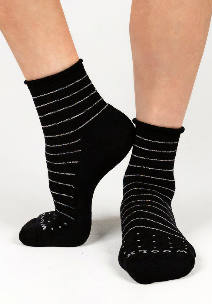 Womens Derby Roll Top Sock - Black