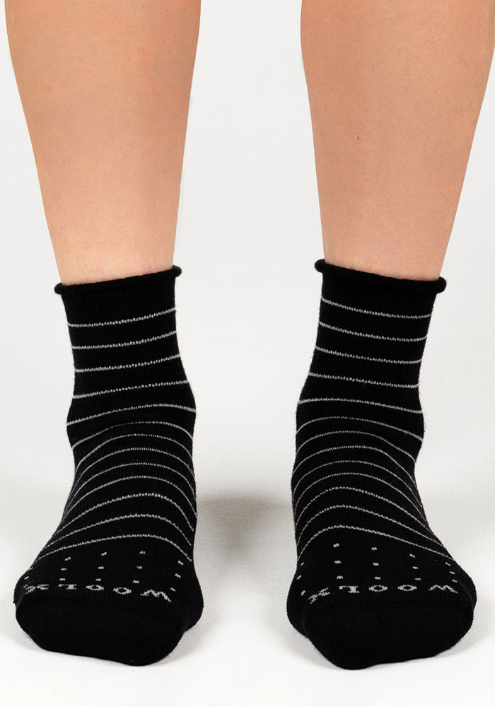 Womens Derby Roll Top Sock - Black