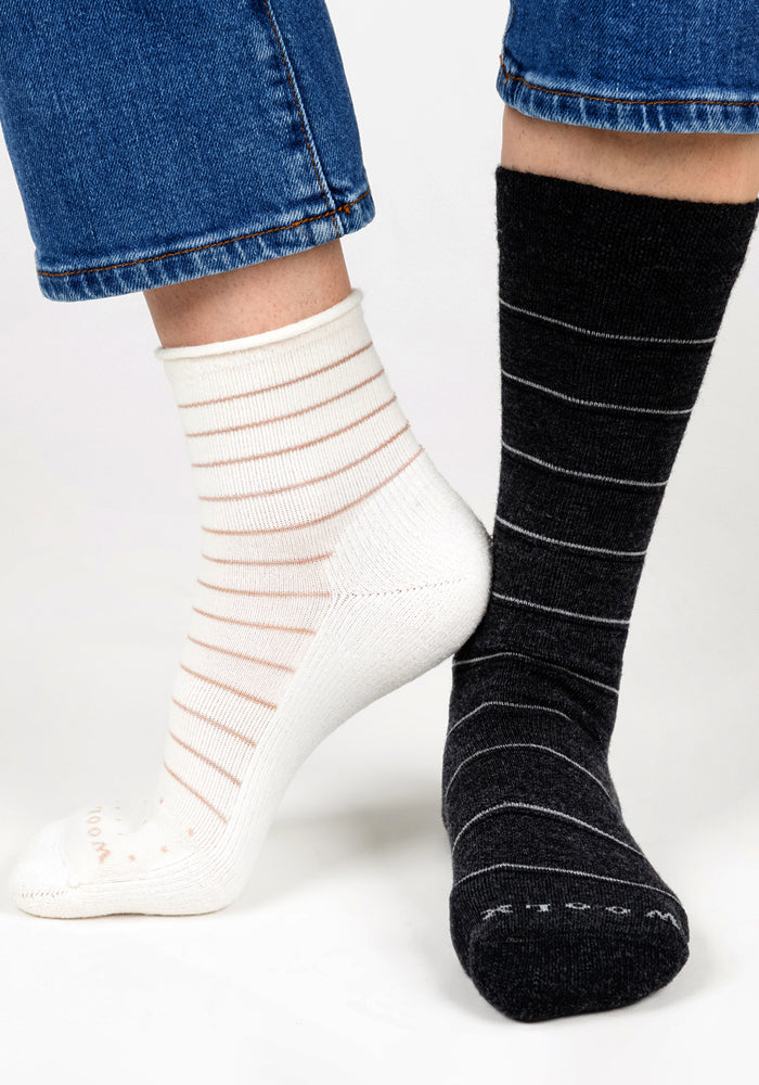 Womens Derby Roll Top Sock - Sand Dollar