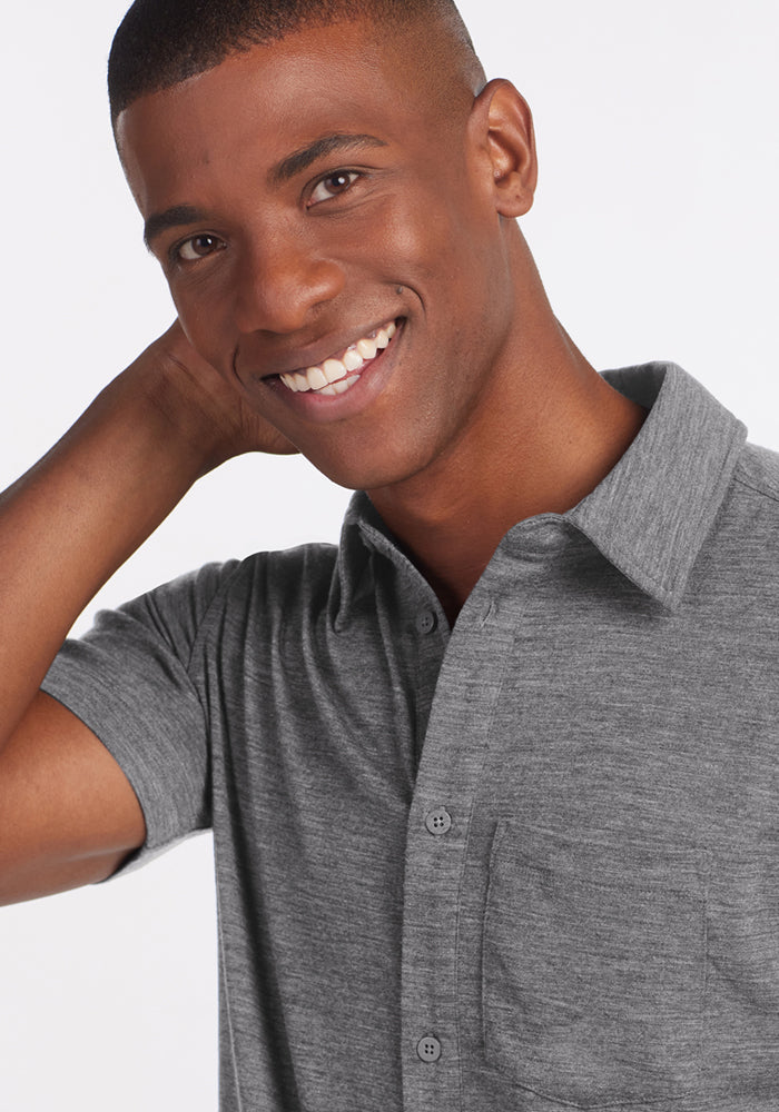 Endi Full Button Down Shirt - Graphite Heather