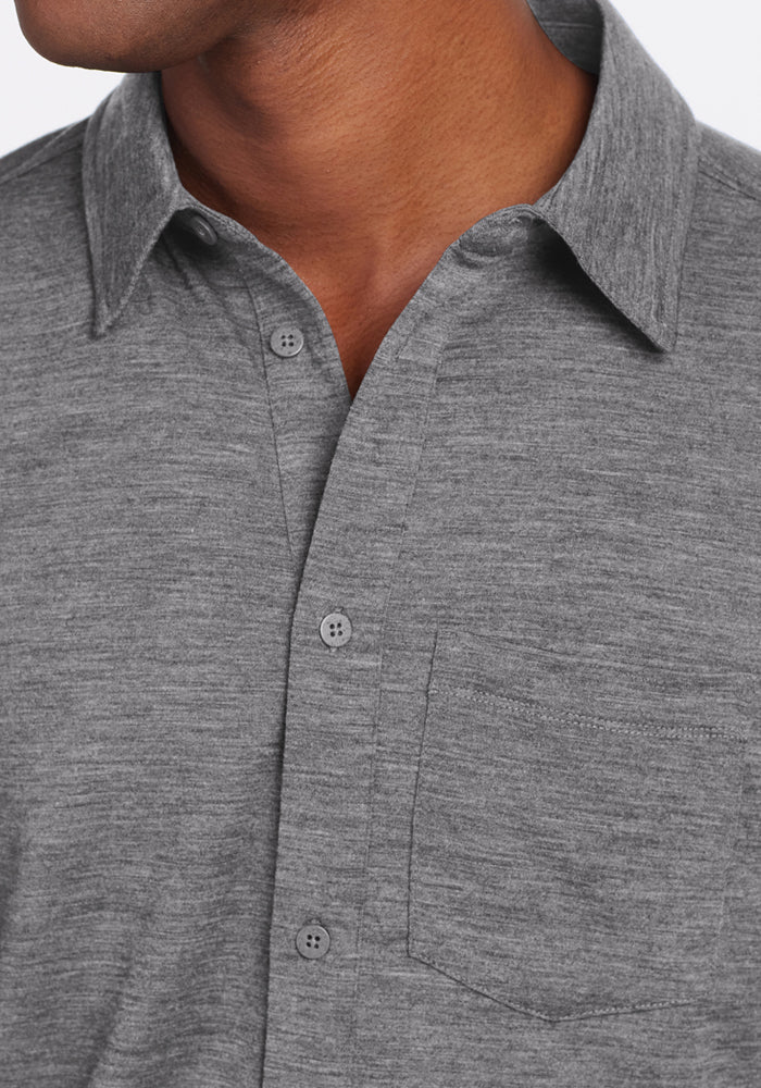 Endi Full Button Down Shirt - Graphite Heather