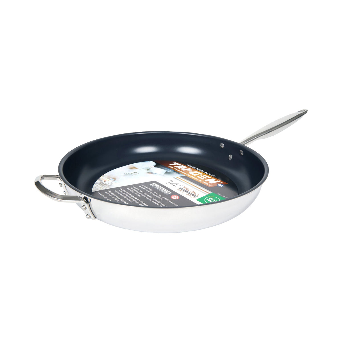 TGFP-14PR - TRI-GEN, 14" Fry Pan, Pro-Release Non-Stick, Tri-ply, Induction Ready, 18/8 SS, NSF, PFAS-Free