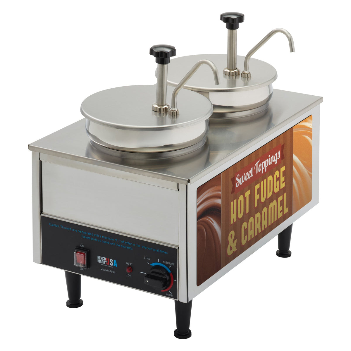 51074H - BenchmarkUSA "Hot Fudge & Caramel" Food Warmer - 2 Pumps