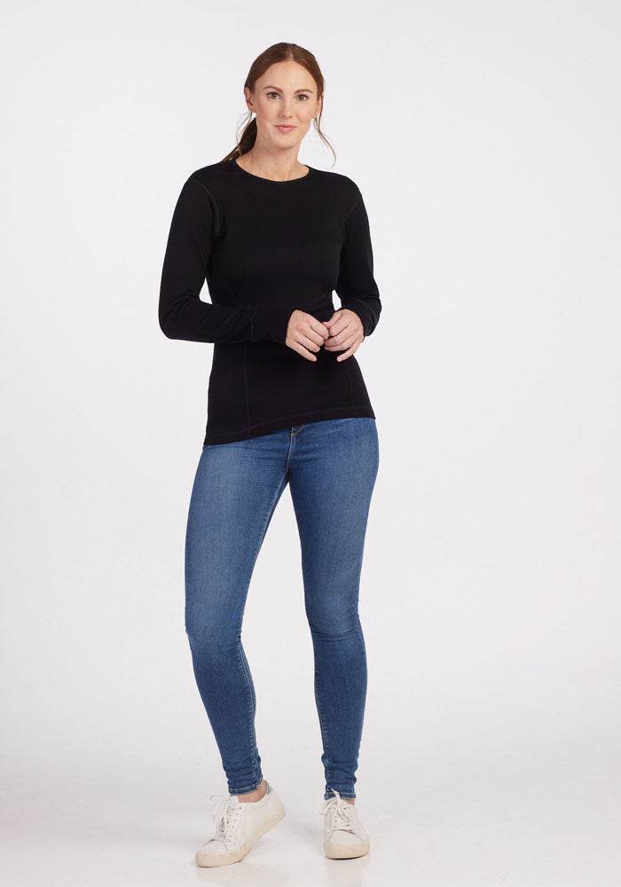 Hannah Petite Long Sleeve Top - Black