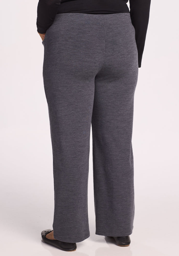 Ellie Wide Leg Pants - Cinder Melange