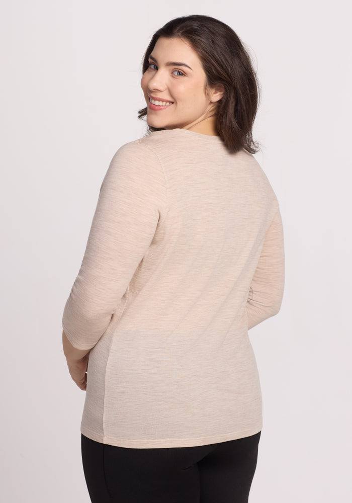 Jenny 3/4 Sleeve Crew Neck - Cream Heather