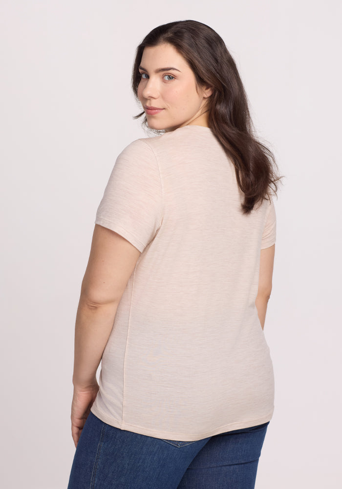 Liza Crew Neck Tee - Cream Heather