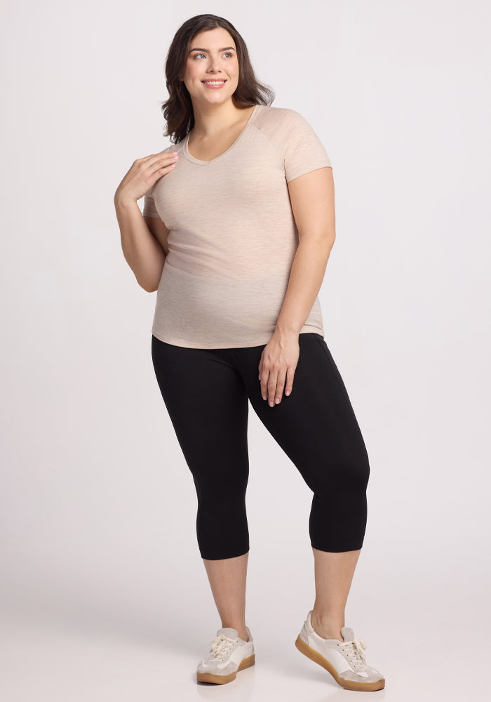 Mia V Neck - Cream Heather