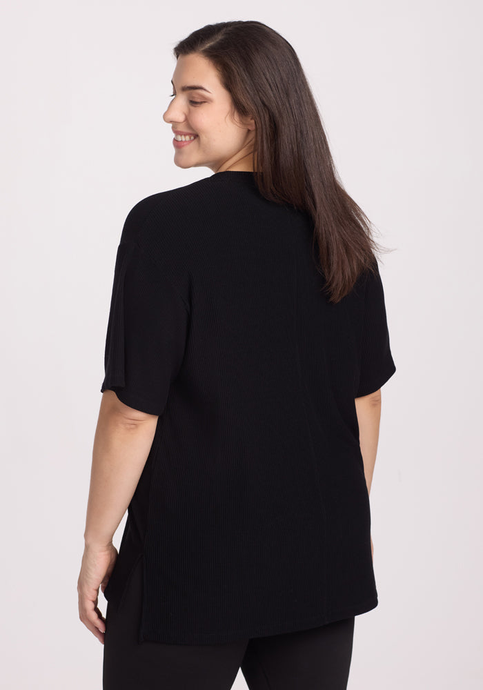Vera Ribbed Tunic - Black