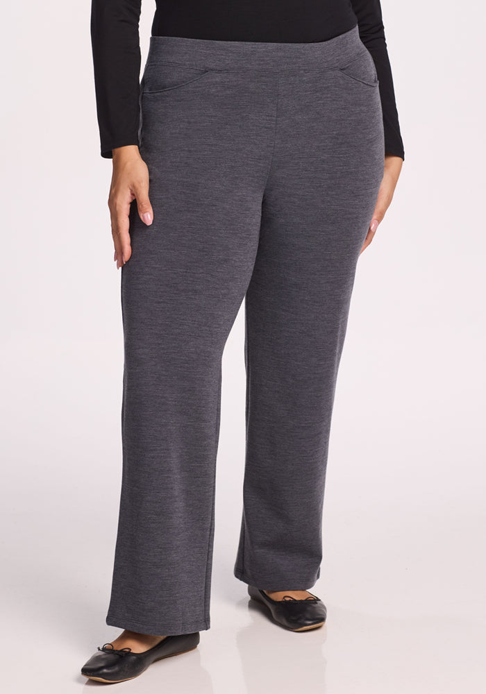 Ellie Wide Leg Pants - Cinder Melange