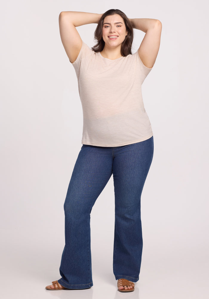 Liza Crew Neck Tee - Cream Heather