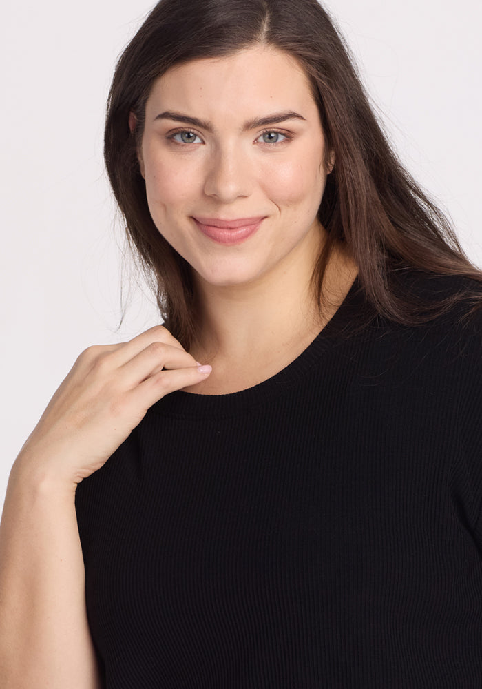 Vera Ribbed Tunic - Black