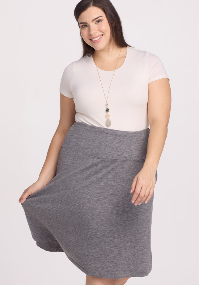 Marilyn Flowy Midi Skirt - Graphite Heather