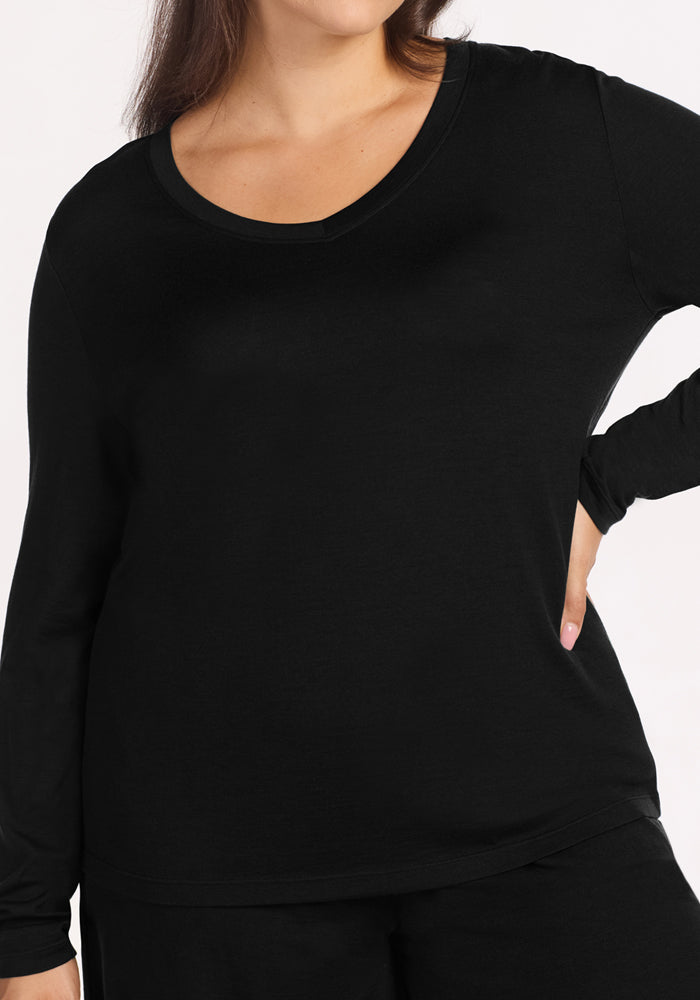 Lily V Neck Lounge Top - Black