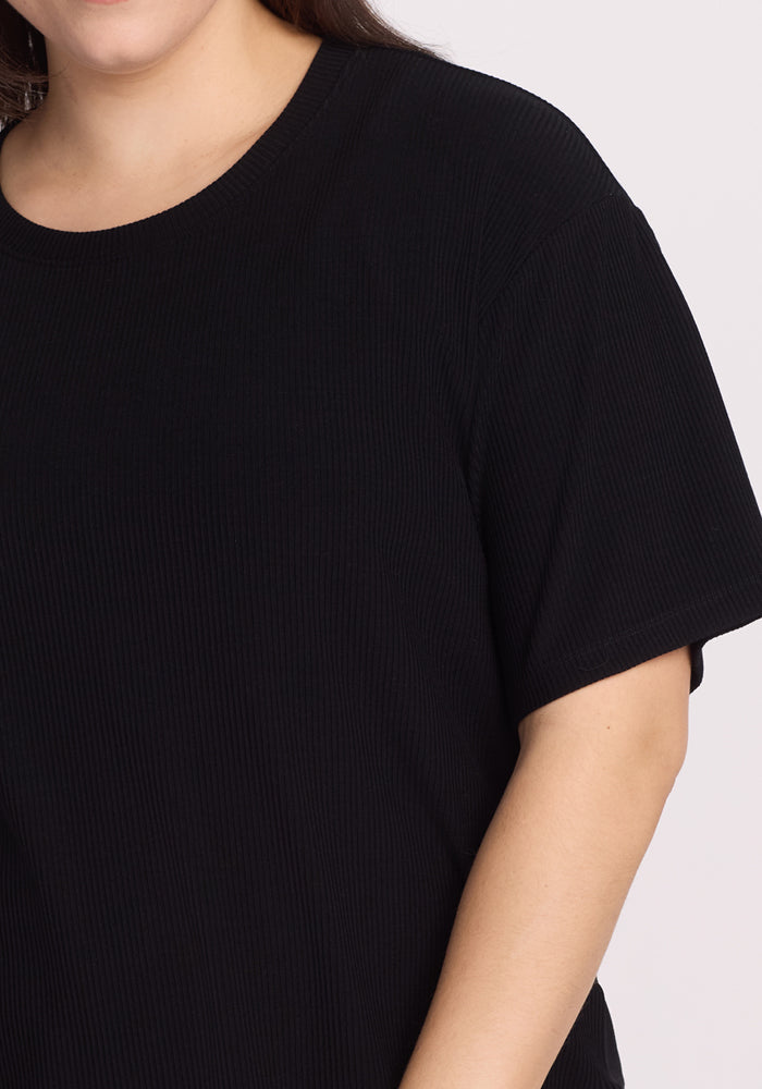 Vera Ribbed Tunic - Black