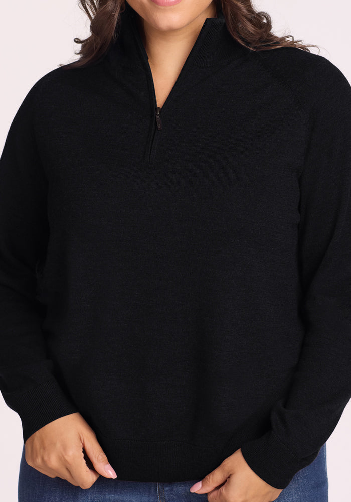 Collins 1/4 Zip Sweater - Black