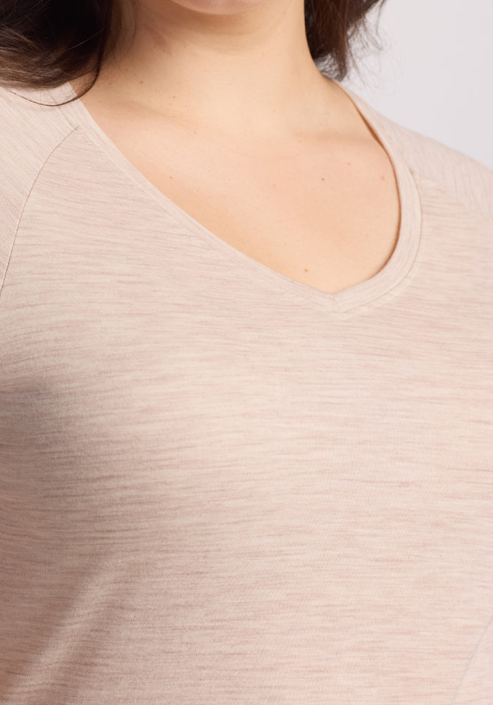 Mia V Neck - Cream Heather