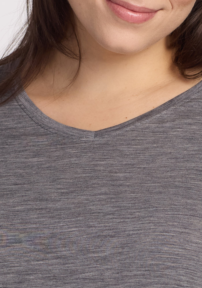Elena 3/4 Sleeve V Neck - Graphite Heather