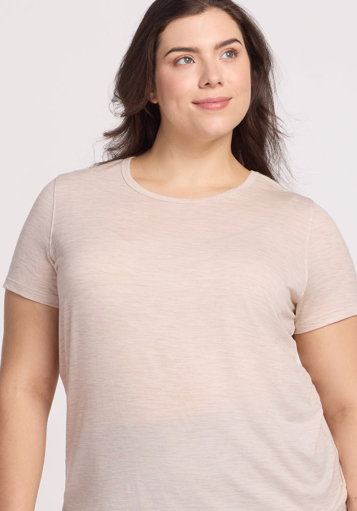 Liza Crew Neck Tee - Cream Heather