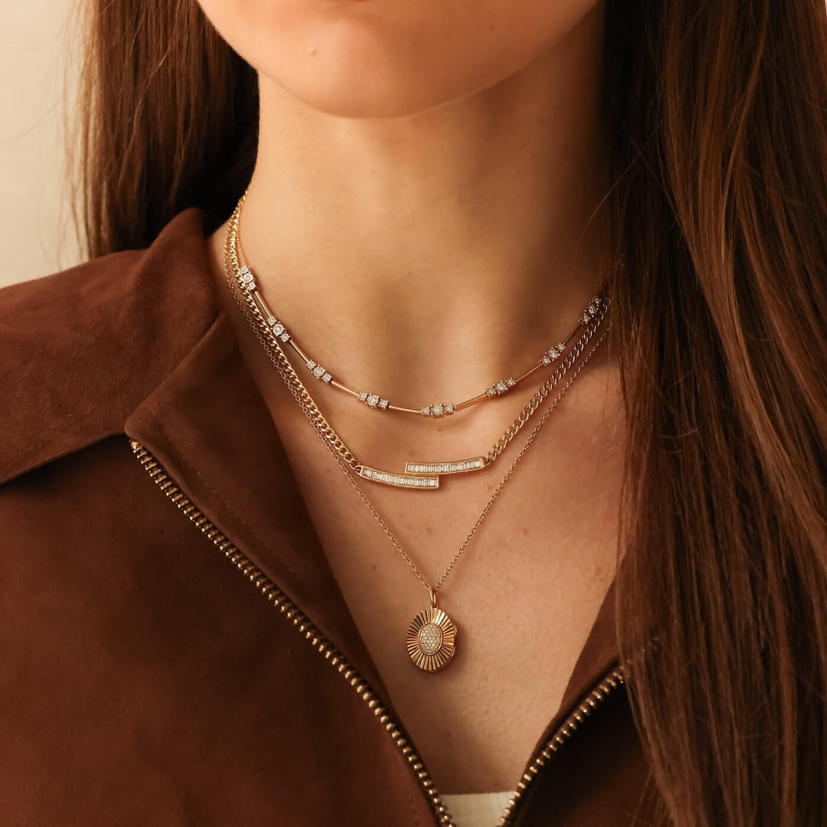 Sadie Pearl Bypass Cuban Chain Bar Necklace