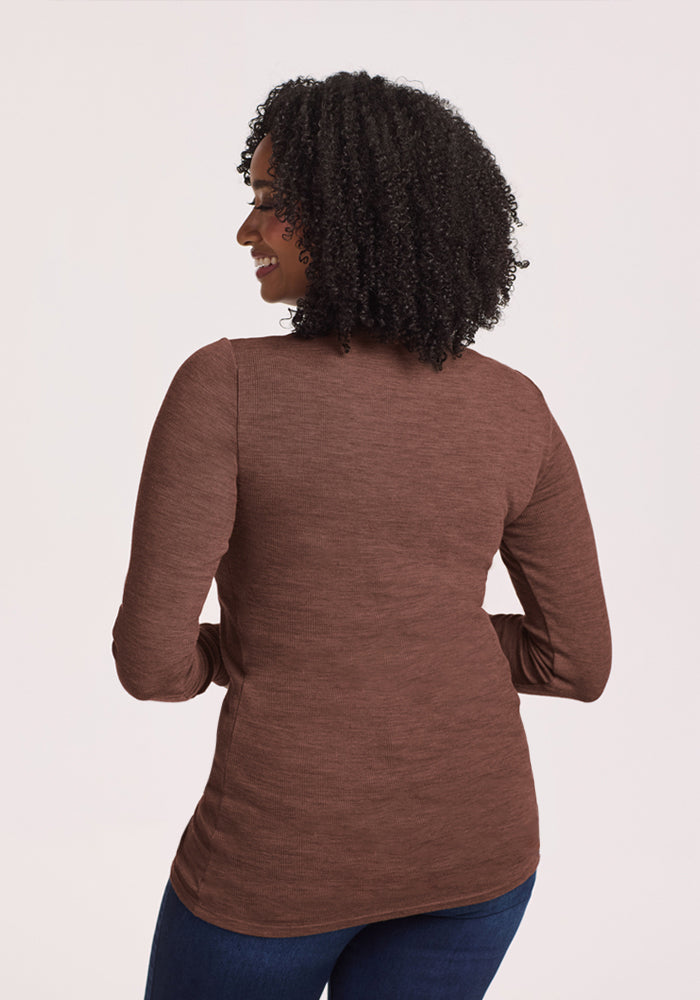 Sage Ribbed Turtleneck - Sable Heather