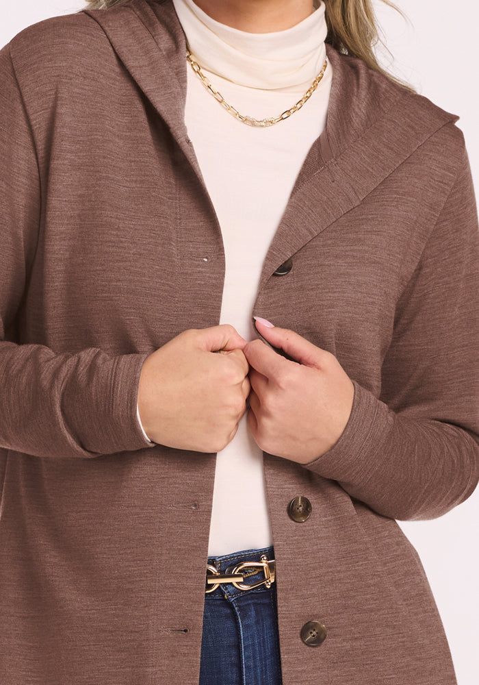 Edna Hooded Cardigan - Sable Heather