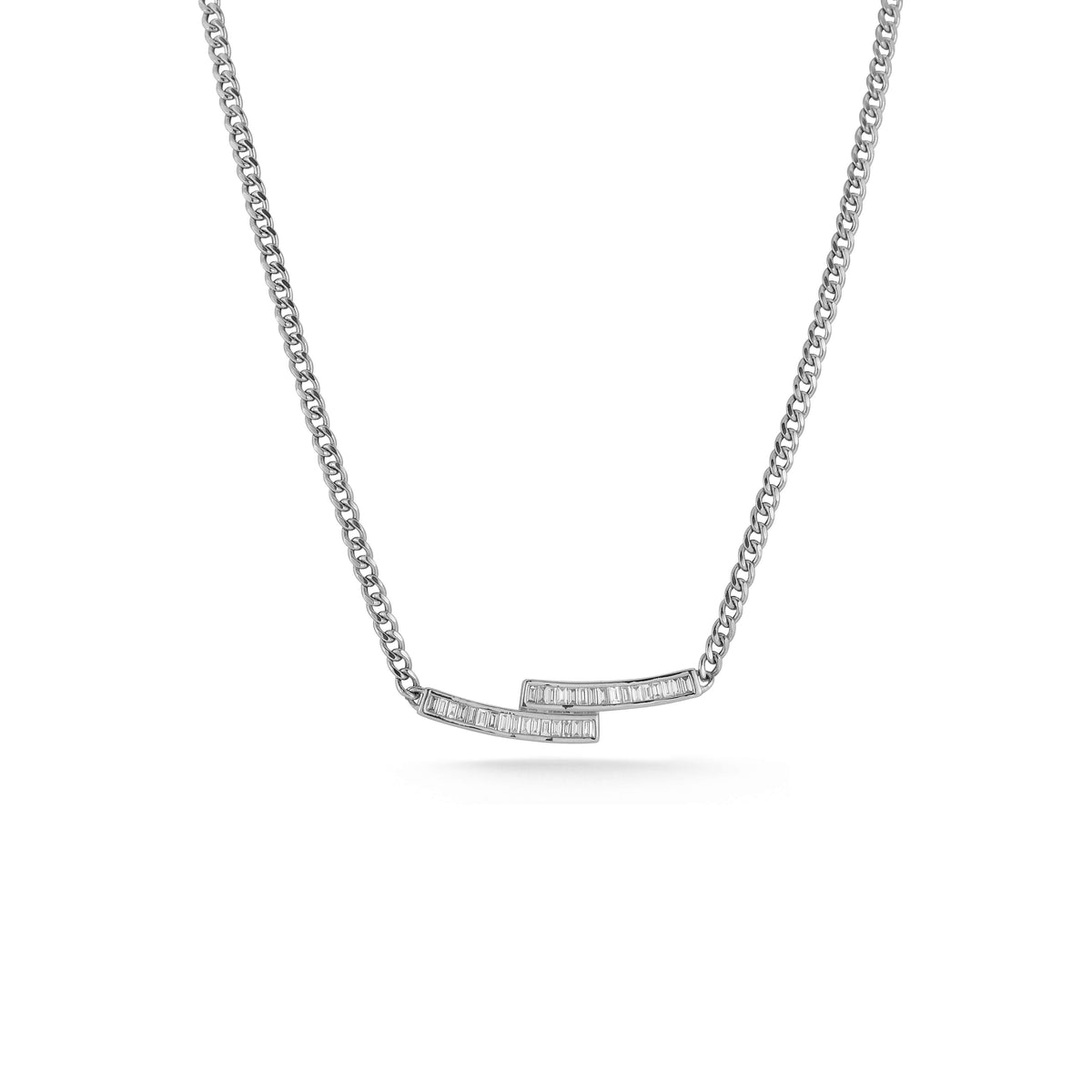 Sadie Pearl Bypass Cuban Chain Bar Necklace