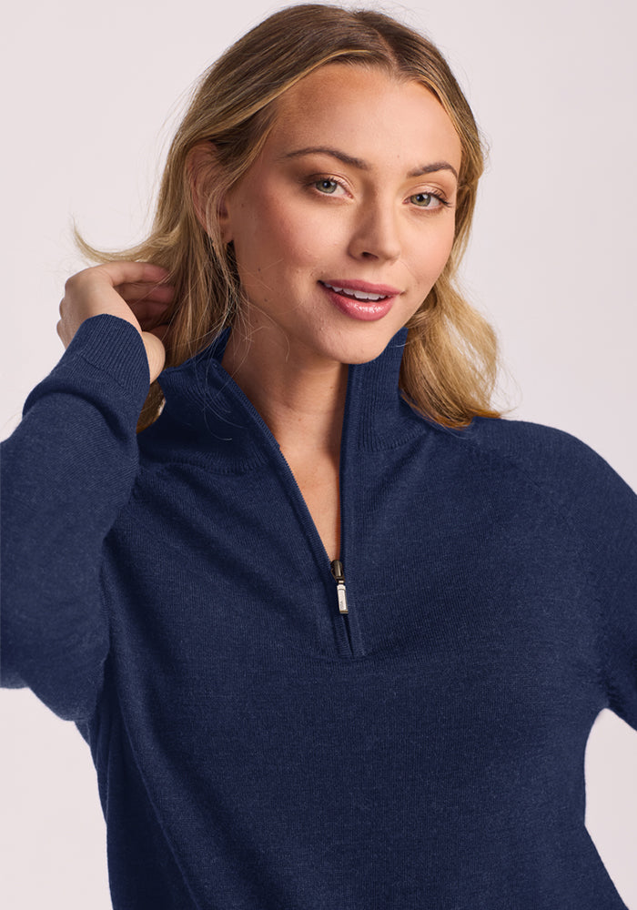 Collins 1/4 Zip Sweater - Ocean Cavern
