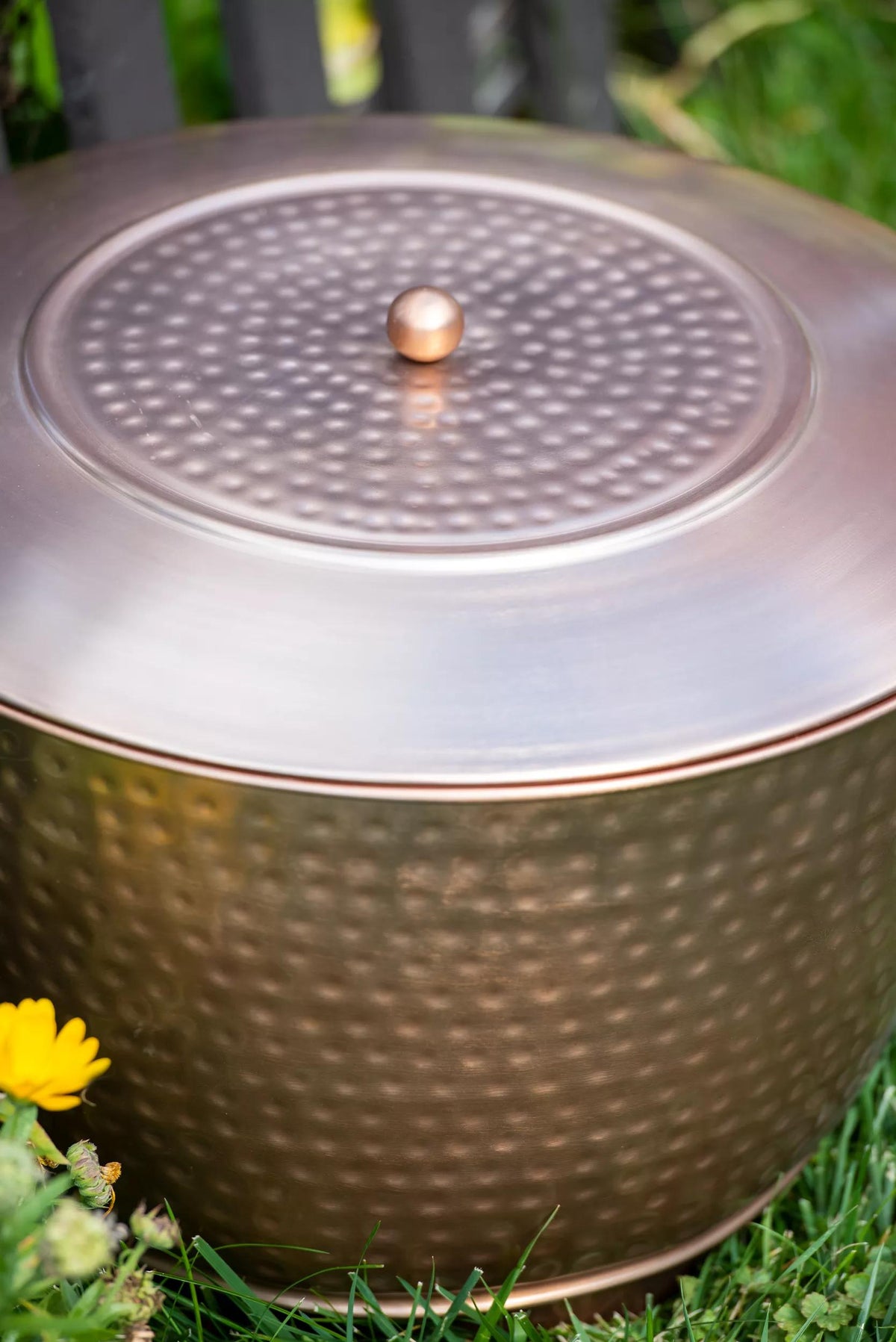 Hammered Copper Hose Pot with Lid