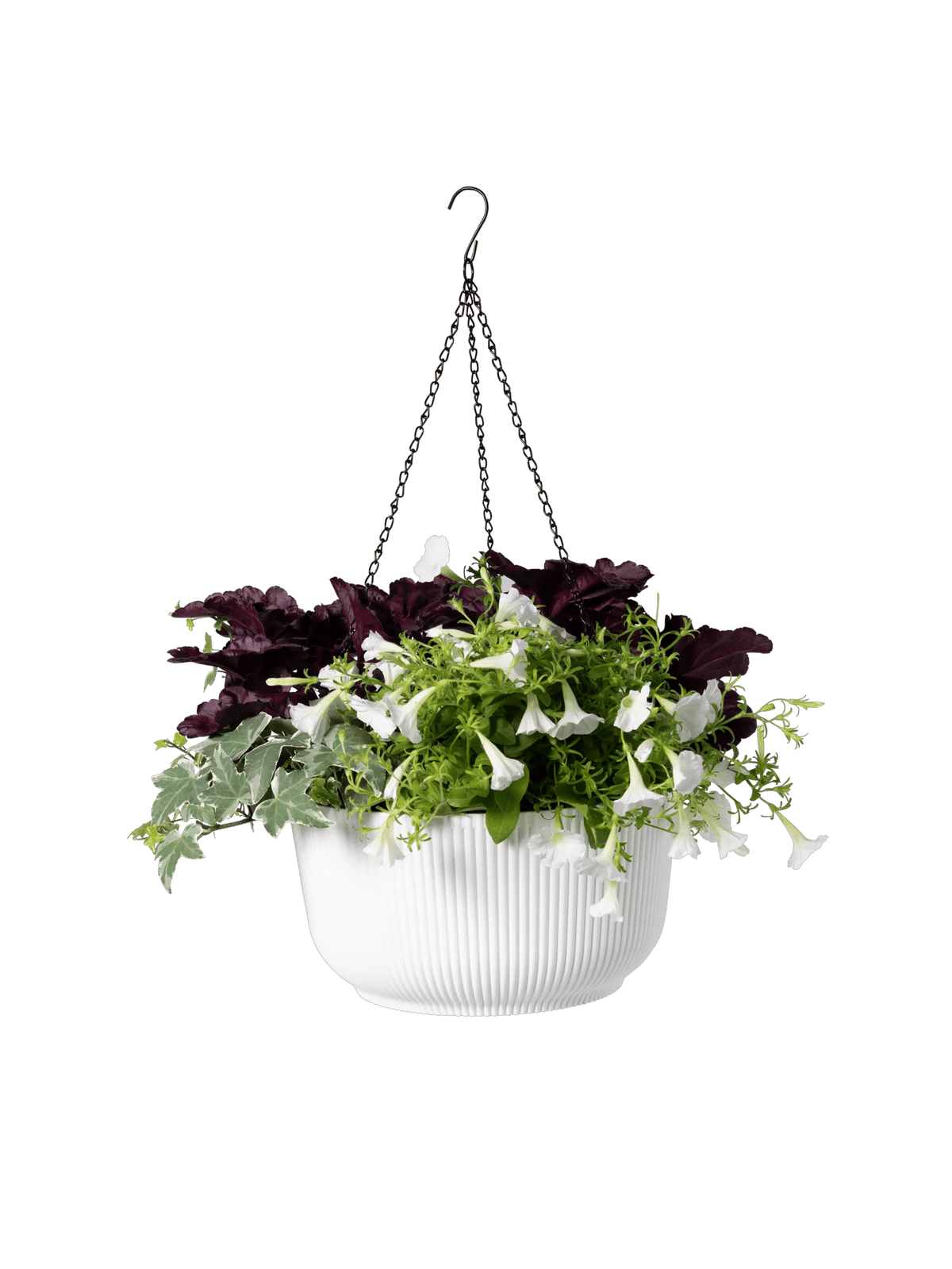 Self-Watering Ribbed Hanging Basket, 11", Set of 2